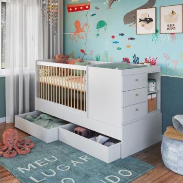 Imagem de Berço Cama Bebê Multifuncional 3 Gavetas Branco - Completa Móveis, Bra