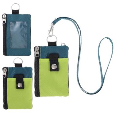 Imagem de Carteira pequena com bloqueio de RFID, resistente à água, zíper para identidade, bolsa de viagem, carteira de pescoço com cordão, porta-crachá com janela de identidade, para mulheres, homens, meninos