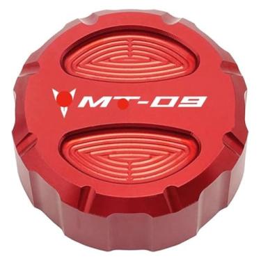 Imagem de Acessórios CNC para motocicleta, tampa do reservatório de fluido de freio dianteiro traseiro compatível com Y&AMAHA MT09 MT-09 FZ09 2015-2019 2020 (tampa traseira vermelha)