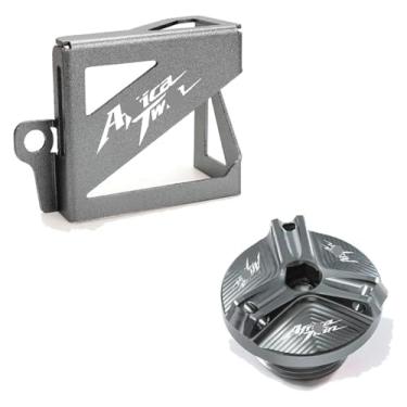 Imagem de Tampa de enchimento de óleo de motor de motocicleta Tampa de reservatório de fluido de freio traseiro compatível com Africa Twin CRF 1100 L CRF1100L Adventure (1 conjunto cinza)