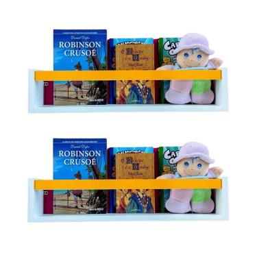 Imagem de Kit 2 prateleiras livros criança nicho parede livreiro