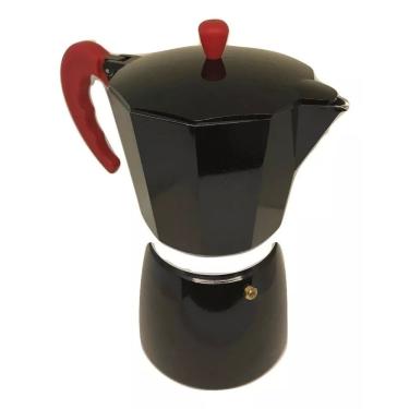 Imagem de Cafeteira italiana aluminio preta 3 xícaras cafés 150 ml