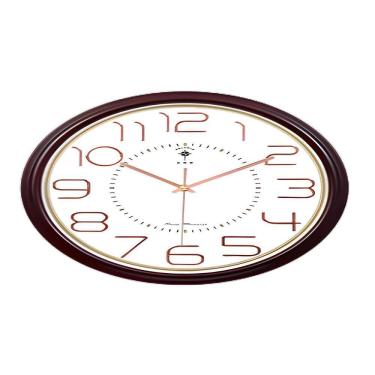 Imagem de Relógio Parede 33Cm Borda Marrom Mostrador Branco Arábico