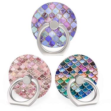 Imagem de Suporte de anel de telefone Bonoma, pacote com 3 anéis de suporte universal para iPhone, iPad, Samsung e todos os smartphones, Mermaid 01