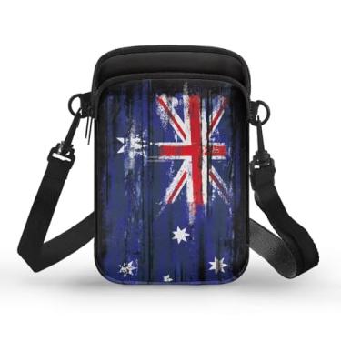 Imagem de Ecaestolph Bolsa tiracolo feminina pequena bolsa mensageiro bolsas porta-cartão chave carteira para mulheres e homens, Bandeira britânica azul, One Size