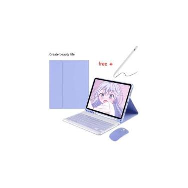 Imagem de Capa de teclado Galaxy Tab S6 Lite retroiluminada roxa - Lightbek Offi