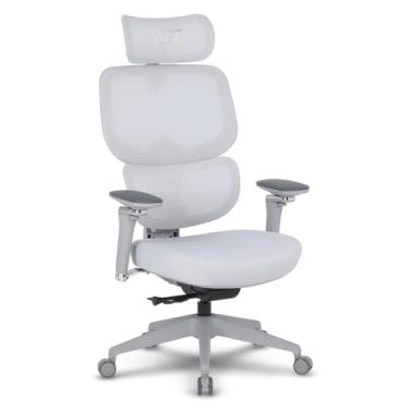 Imagem de Cadeira de Escritório DT3 Ergonomie Home em Mesh Polytex™ + Tecido; Apoio de braço 5D 360º; Apoio de cabeça profissional 4D, Suporta até 160kg e altura máx 1,95m (Grey)