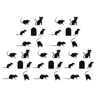 Imagem de HOMSFOU 35 Adesivos de Janela de Gato E Rato para Halloween, Decalques de Parede Removíveis, Adesivos de Rato Preto para Halloween, Tecido Não Tecido, 3,93 X 3,93 Polegadas
