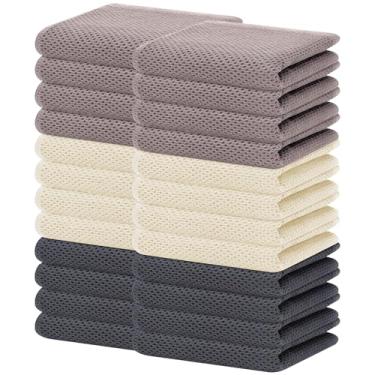 Imagem de Homaxy Toalha de prato de cozinha 100% algodão, tecido waffle, toalha de limpeza de secagem rápida ultra macia, 33 x 71 cm, pacote com 24, cores mistas
