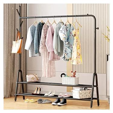 Imagem de Cabideiro de metal portátil com prateleira de camada dupla para sapatos de estoclote, adequado para quarto, sala de estar/preto/80 cm (preto 150 cm)