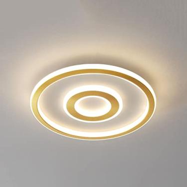 Imagem de KSSTEVNBD Lustre, luz de teto LED moderna para casa latão redondo luminária de teto casa quarto sala de estar perto de teto luminárias banheiro cozinha montagem embutida luz de teto (B)/uma cor//A