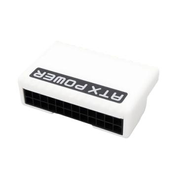 Imagem de ECSiNG Placa mãe de computador 90 graus plugue conector de alimentação branco adequado para porta da placa-mãe ATX 24PIN