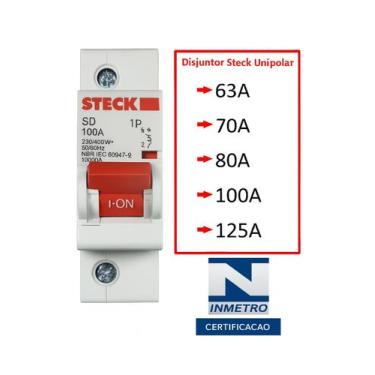 Imagem de Disjuntor Steck Monopolar 63, 70, 80, 100, 125 Curva C
