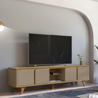 Imagem de Rack para TV até 60 Polegadas 4 Portas com Pés de Madeira Roma Casa D - Hanover Fendi