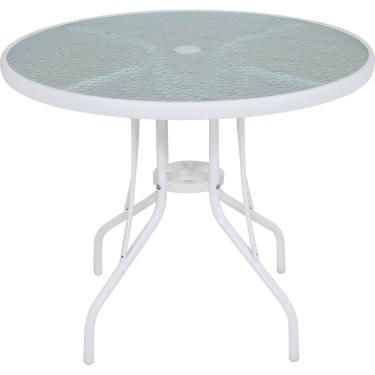 Imagem de Mesa para Jardim com Tampo de Vidro Redonda Noronha Bel - Branco