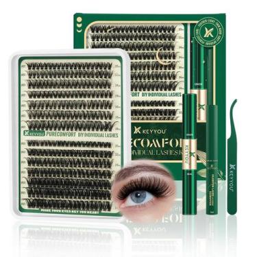 Imagem de Kit de extensão de cílios KEYYOU DIY Lash 280 unidades 60D+80D D Curl