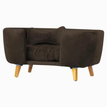 Imagem de Poltrona Cama Pet Hanna Estofada Tecido Veludo Divini Decor, Marrom