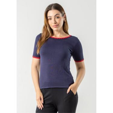 Imagem de Blusa Manga Curta Pau a Pique Modal Marinho/Vermelho