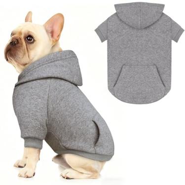 Imagem de Suéteres para cães, moletom com capuz para cães, aconchegante com capuz e bolso, orifício para trela, suéter de roupas para animais de estimação para cães pequenos, médios e grandes, cinza e GG