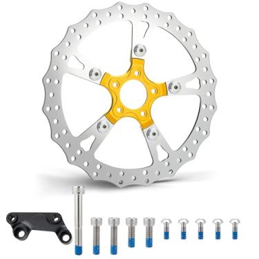 Imagem de MoKitDora Disco de freio de 35,56 cm único dianteiro flutuante para Harley 2006-2017 Dyna Street Fat Bob Super Wide Sport Glide 2015–up Softail Low Rider Breakout Deluxe Heritage Classic polido à mão