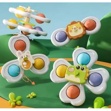 Imagem de Brinquedo Sensorial Giratório para Bebê, Spinner Educativo com Animais Coloridos, Centro de Atividades com Bolinhas, 0-12 Meses
