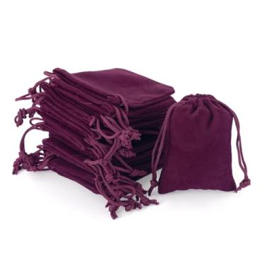 Imagem de 20 sacos pequenos de veludo com cordão de 9 x 7 cm, colar, pulseira, bolsas de armazenamento de joias, sacos de tecido de veludo para joias, embalagem de presente, lembrancinhas de festa de casamento