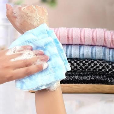 Imagem de 1 esfregão de costas esfoliante para chuveiro buchas de banho de espuma multifuncional buchas esfoliantes ultra-longas, listras azuis cerca de 25 * 100 cm