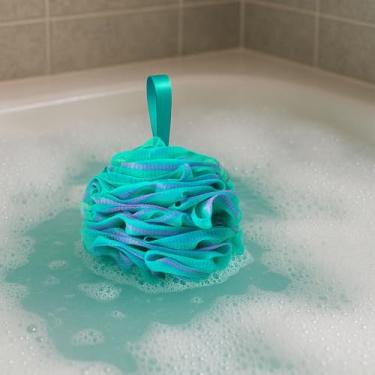 Imagem de Esponja de bucha de chuveiro, esfregão de banho de 75 g para o corpo, esponja esfoliante corporal de pufe para mulheres e homens