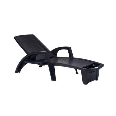 Imagem de Espreguiçadeira Sole Reclinável Preta Em Polipropileno Com Proteção Uv Pisani