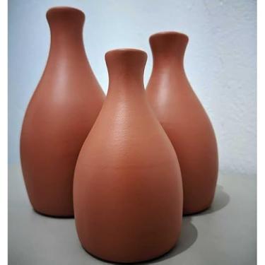 Imagem de Kit Trio 3 Vaso Decorativo Garrafa Kit DecoraçãO CerâMica Sala Mesa Cozinha Banheiro Jarros Decorativos Para Sala(TERRACOTTA)