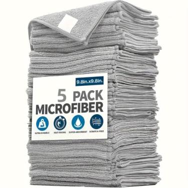Imagem de Conjunto de 5 toalhas de cozinha de fibra ultrafina - panos de limpeza absorventes, macios e removedores de manchas para vidro, panelas, tigelas e superfícies