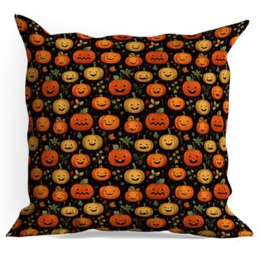 Imagem de Capas de almofada com várias decorações de Halloween, pacote com 18 x 18, capas de almofada para sala de estar, casa de fazenda, quarto, sofá, cadeira, decoração de assento de carro, almofadas