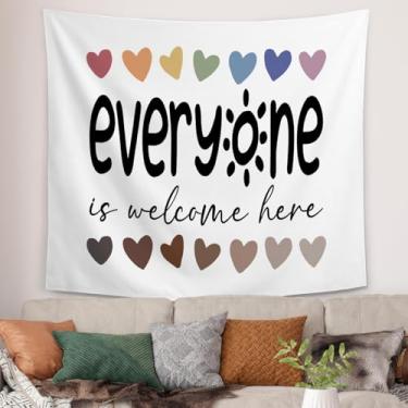 Imagem de Tapeçaria Everyone is Welcome Here, decoração de sala de aula boho, tapeçarias inspiradoras de diversidade, cobertor de parede para conselheiro escolar, terapia de escritório, sala de aula, 127 x 152