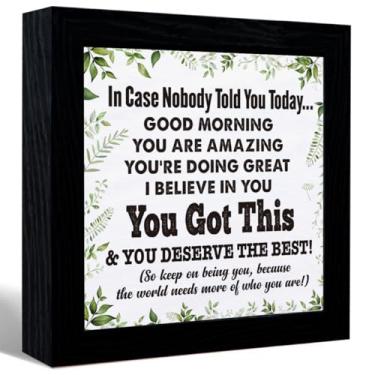Imagem de Green In Case Nobody Told You Today You Are Amazing Sign Desk Decor, Inspirational Quotes Canvas Frame Table Sign For Home Office Shelf Desk Decoration, Gifts For Coworkers