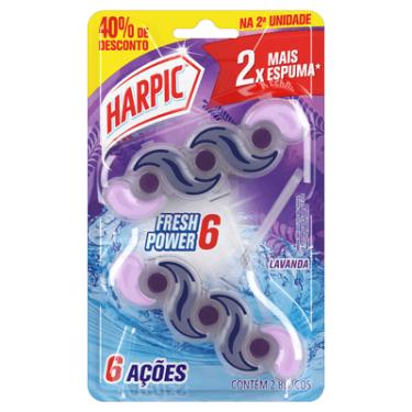 Imagem de DETERGENTE SANITÁRIO BLOCO LAVANDA HARPIC FRESH POWER 6 2 UNIDADES GRÁTIS 40% DE DESCONTO NA 2ª UNIDADE