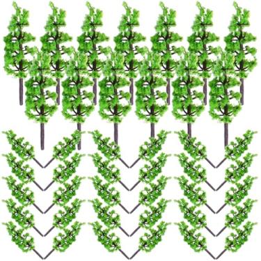 Imagem de SHINEOFI 100 peças de troncos de abeto, árvores falsas de arquitetura de cenário de trem, plantas falsas em miniatura para artesanato DIY, modelos de construção, decoração de paisagem, verde