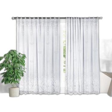 Imagem de Cortina Branca Renda Com Forro Sala Quarto 3,50X2,20 - Interlar, Varão