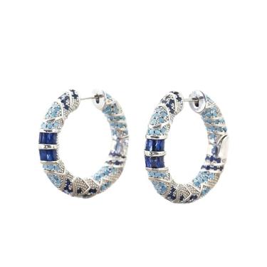 Imagem de Brincos de argola prateada/dourada para mulheres, brincos de argola grossa, banhado a ouro 18 K, pino de prata esterlina 925, pedras brilhantes joias presentes, Medium, Latão, Sem pedra preciosa