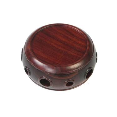 Imagem de suporte para bonsai Base em formato de tambor miniatura sândalo vermelho para vasos, bules, artesanato e decoração(Grande)