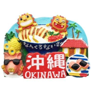 Imagem de Imã de geladeira Okinawa, Japão, resina 3D, lembrança pintada à mão