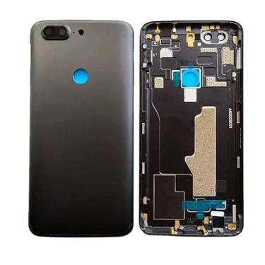 Imagem de SHOWGOOD Capa de metal para Oneplus 5 5T A5000 A5010 Capa traseira com bateria traseira com lente de câmera + botões laterais (Oneplus 5T-Preto)