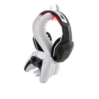 Imagem de Suporte Base para Controle PS5 e Fone de Ouvido, Design Polvo, Montagem em Mesa, Branco