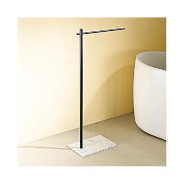 Imagem de porta-toalhas Banheiro vertical piso de mármore toalheiro rack armazenamento do hotel barra(Black+White)