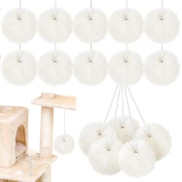 Imagem de Simgoing Pacote com 15 bolas de substituição interativas para gatos, torre, gatinho, com corda de sino, arranhador, poste de árvore, bola de torre para gatos (bege)