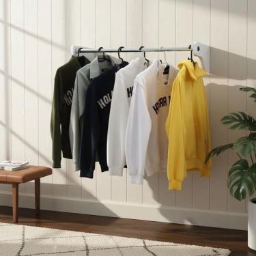 Imagem de Cabideiro De Parede 90 cm Arara Camiseiro Calceiro Branco Laca - Forma