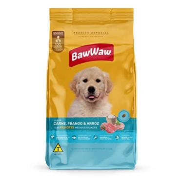 Imagem de Ração Baw Waw para cães filhotes médios e grandes sabor Carne, Frango e Arroz - 900g