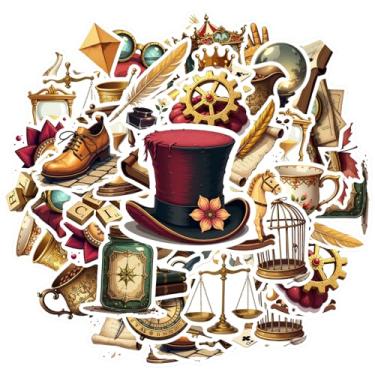 Imagem de 35 peças vintage steampunk relógios retrô aventura diy adesivos de papelaria adesivos mecânicos para mala geladeira telefone bagagem laptop guitarra carro adesivos brinquedos DIY telefone laptop