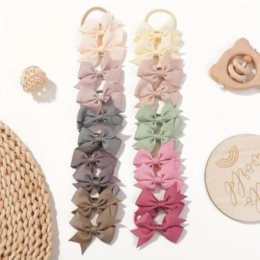Imagem de Laços de cabelo com laços, 20 peças de prendedores de rabo de cavalo pequenos elásticos elásticos elásticos de 5 cm para jovens