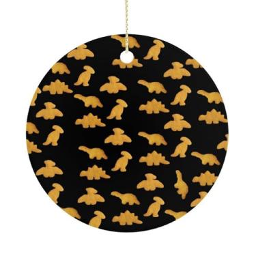 Imagem de Lindo dinossauro com estampa de nuggets de galinha, enfeites de Natal, acessórios para pendurar na árvore de Natal, para festas, férias, restaurante, decoração de casa