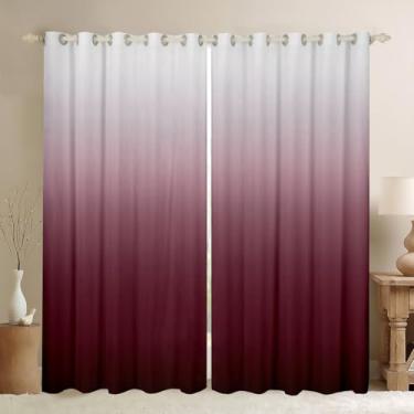 Imagem de Cortinas de janela bordô com 2 conjuntos de painéis 132 x 236 cm, cortinas blackout femininas ombré, tratamentos de janela, cortinas para quarto, 2 painéis, 132 x 163 cm, cortina artística estética